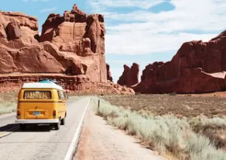 Photo camping car en voyage